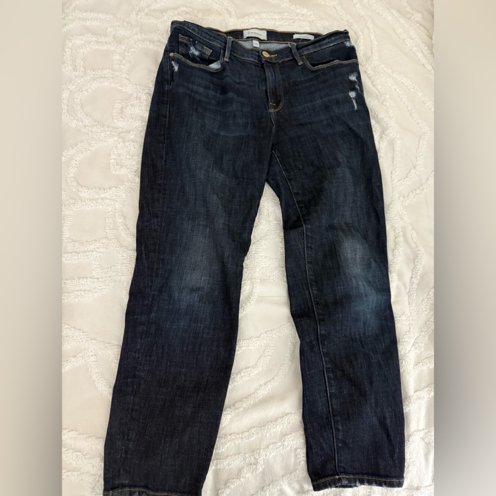 Frame Denim  Deep Indigo Straight Jeans